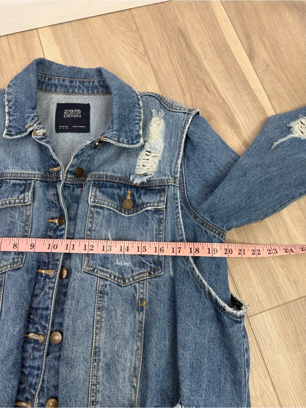 Zara distressed ripped double layer 90’s grunge loose fitting denim jacket